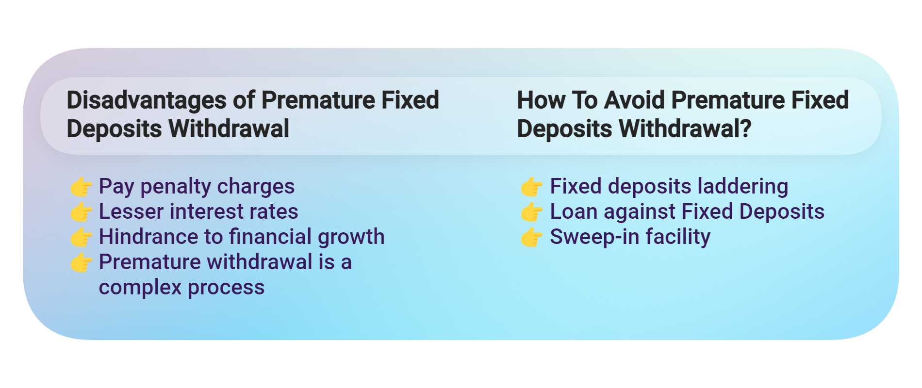 adv disadv premature withdrawal of fixed deposits