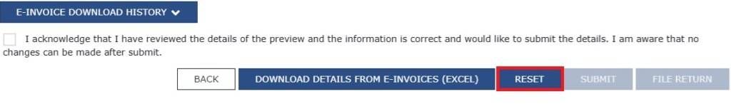 Reset Option Enabled in the GST Portal for GSTR 1/ IFF